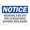 Signmission OSHA, Hearing & Eye PPE Is Required Beyond This Point, 14in X 10in Rigid Plastic, NS-P-1014-L-13351 OS-NS-P-1014-L-13351 - alternate 1
